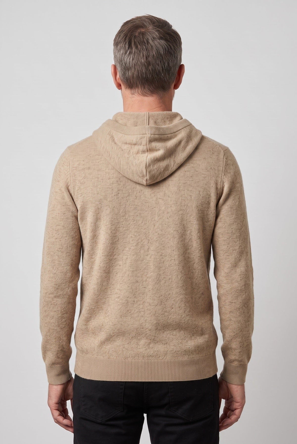 Strikket hættetrøje til mænd - pullover med snøre og ribkanter til afslappet lag-på-lag i koldt vejr