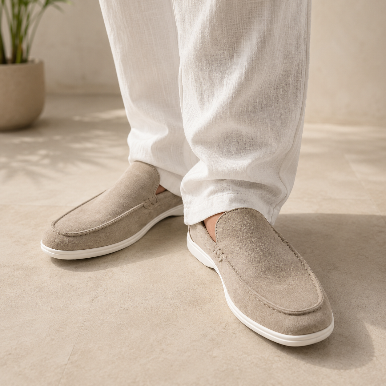 Pánské nazouvací mokasíny ve stylu semiše – minimalistické elegantně-ležérní boty pro každodenní nošení