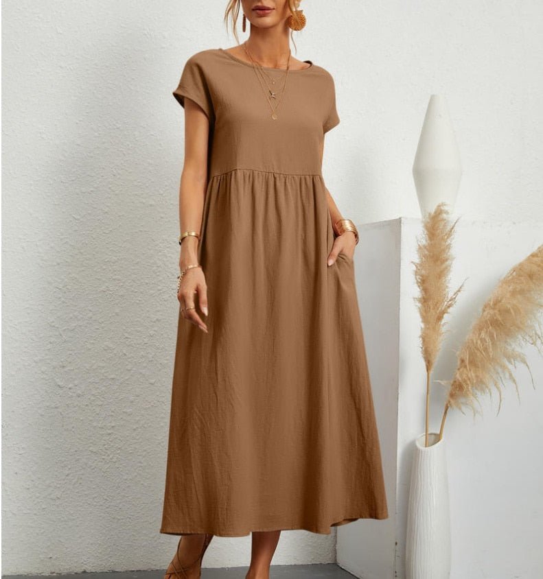 Vestido Maxi de Verano para Mujer – Ligero, Transpirable, Cómodo, Elegante, Casual, para Vacaciones y Uso Diario