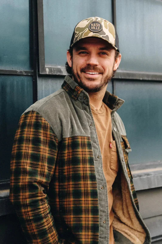 Chaqueta de campo estampada para hombre – Prenda exterior de mezcla de algodón con forro de borreguito y cuello alto