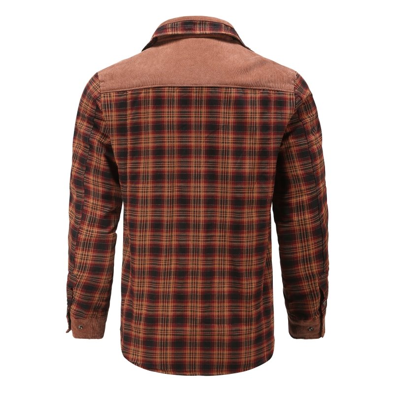 Chaqueta de campo estampada para hombre – Prenda exterior de mezcla de algodón con forro de borreguito y cuello alto