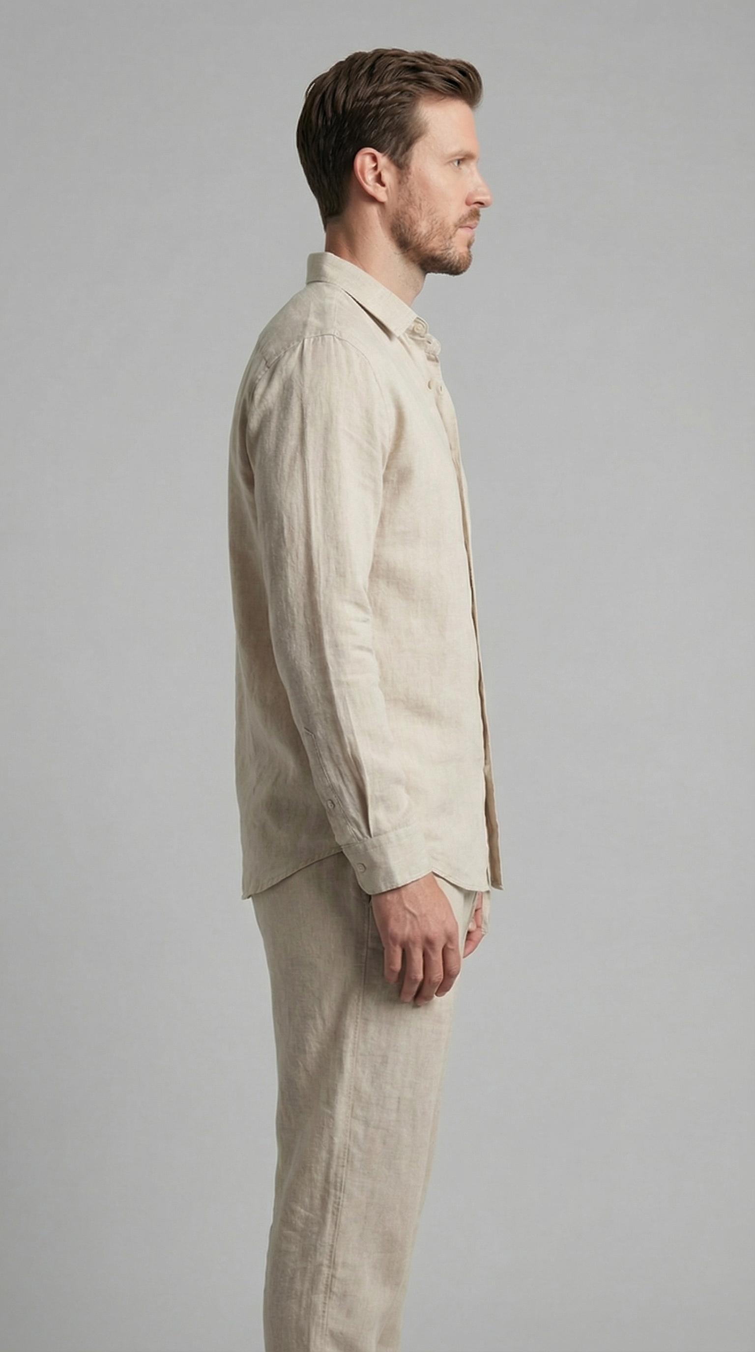 Conjunto de lino para hombre Camisa y pantalones relajados