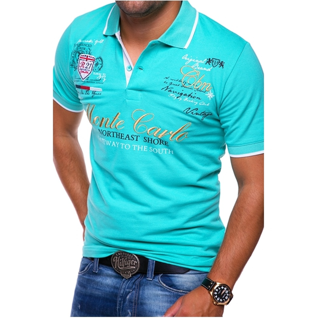 Men’s Printed Contrast Trim Casual Short Sleeve Polo