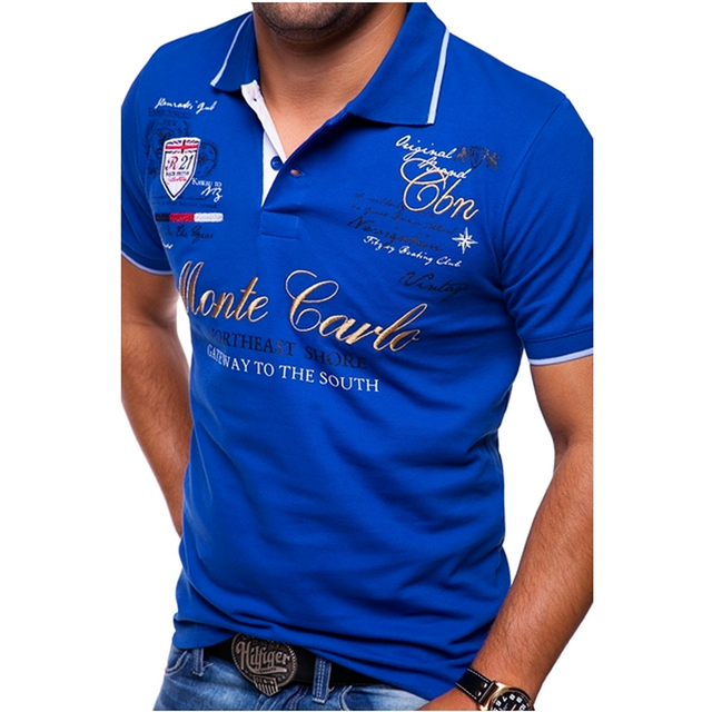 Men’s Printed Contrast Trim Casual Short Sleeve Polo