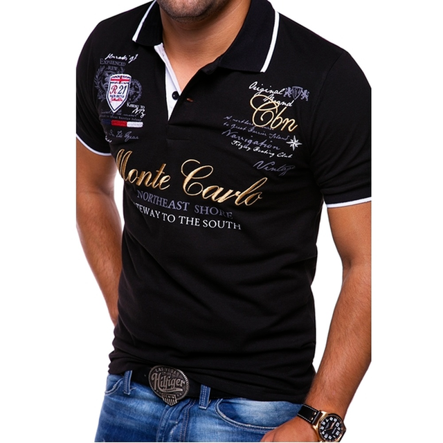 Men’s Printed Contrast Trim Casual Short Sleeve Polo