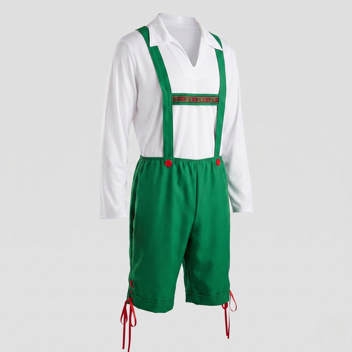 Men’s Traditional Oktoberfest Costume Set – Suspender Shorts and Long-Sleeve Shirt for Bavarian Festivals Beer Celebrations Folk Events Heritage Parties and Festive Occasion Styling