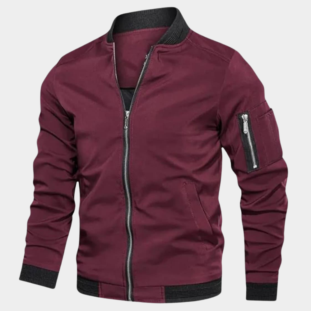 Blouson bomber léger pour homme - Couche décontractée zippée à finitions côtelées pour l’automne, avec poche sur la manche, pour tenues urbaines, week-ends, voyages et style quotidien de mi-saison