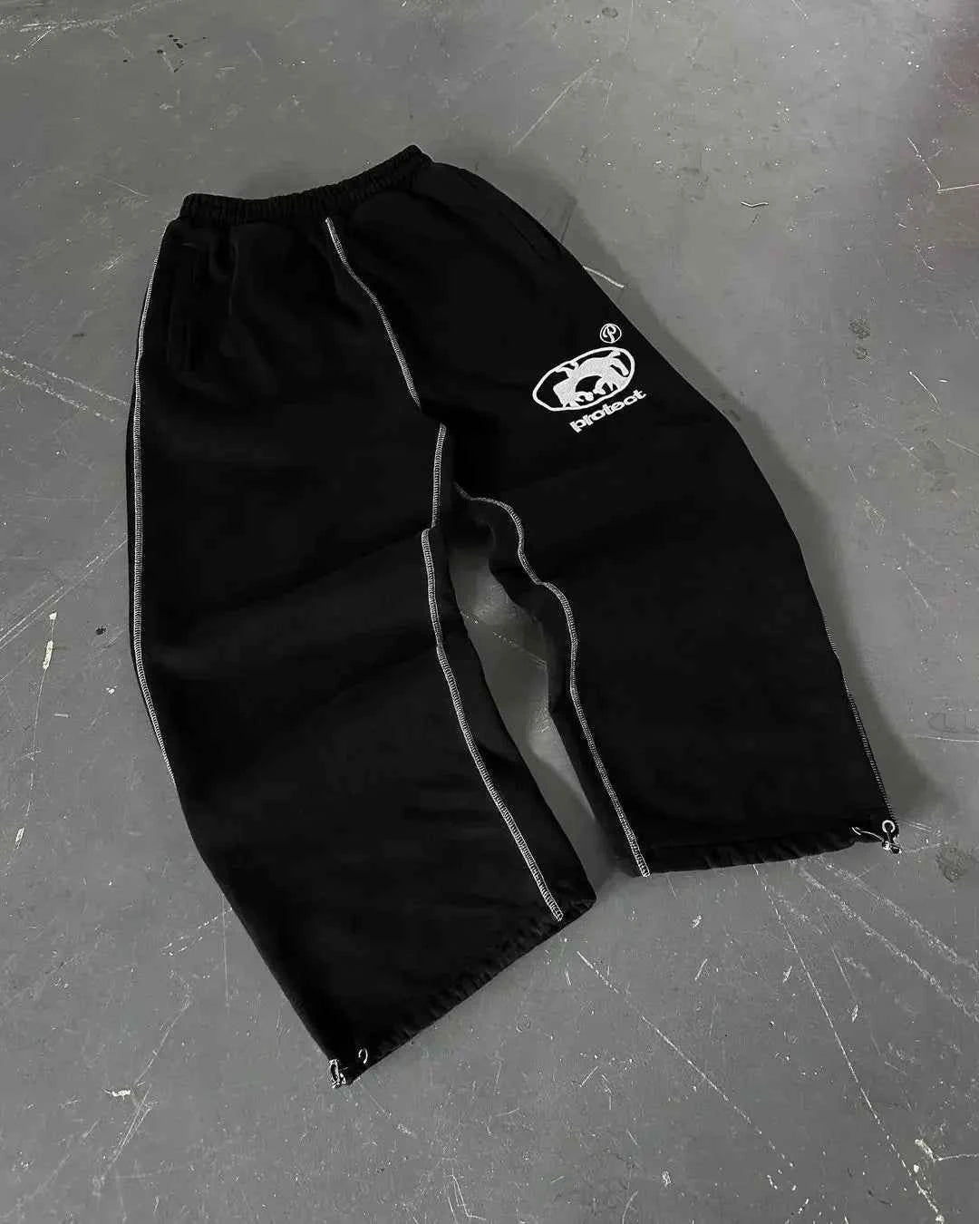 Jogging homme oversize style Y2K - pantalon de survêtement décontracté à cordon avec motif graphique pour looks streetwear, skate, week-ends urbains, voyages et tenues décontractées de tous les jours