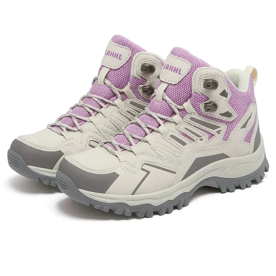 Scarpe da trekking alte da donna - Sneakers leggere e traspiranti con lacci e suola antiscivolo per passeggiate, trekking e sentieri