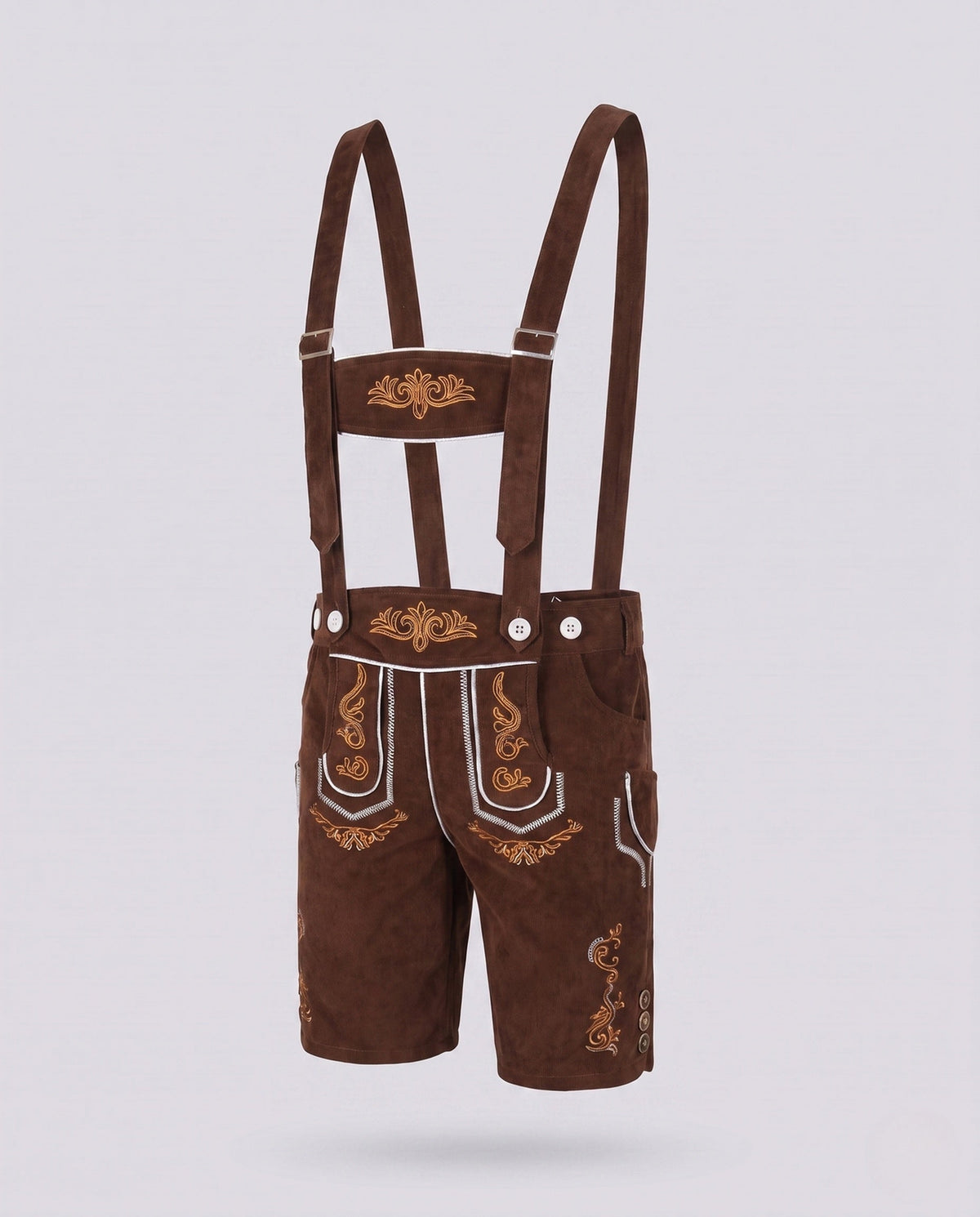 Men’s Traditional Leather Lederhosen Shorts – Embroidered Suspender Knee-Length Bavarian Festival Trousers for Oktoberfest Folk Celebrations Heritage Events and Traditional Styling