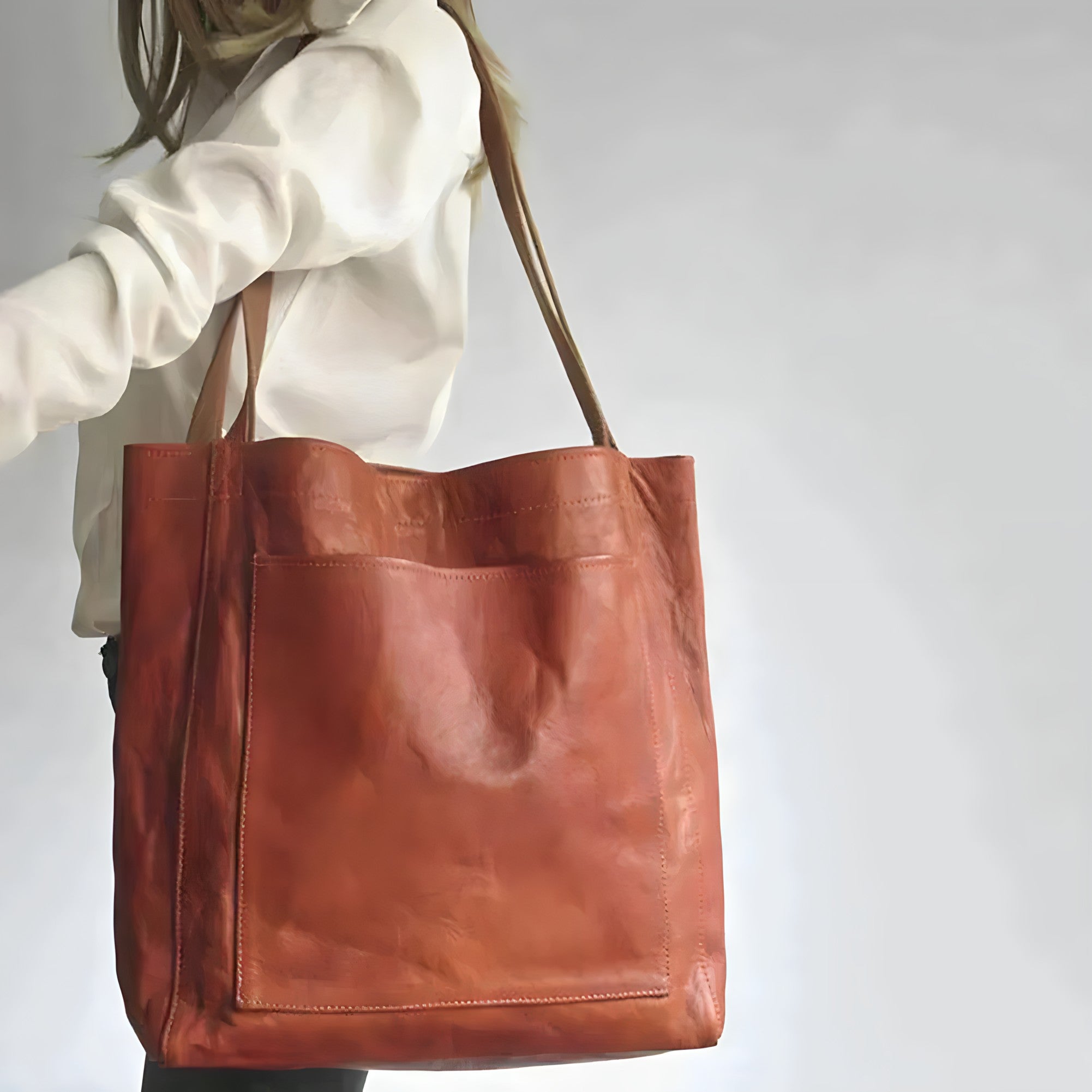Borsa Tote Oversize da Donna in Pelle con Tracolle Minimaliste
