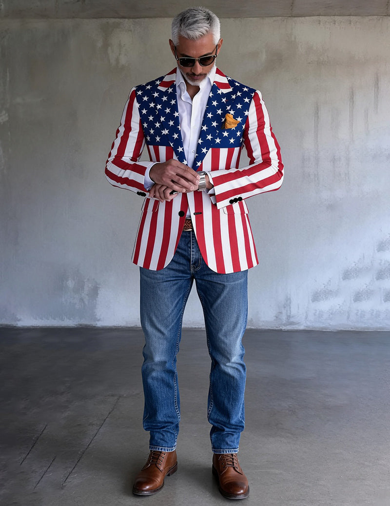 Ανδρικό Σακάκι Slim Fit με Τυπωμένο Σχέδιο και Δομημένους Γιακάδες