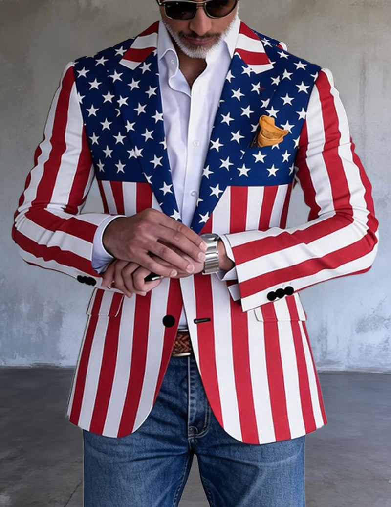 Ανδρικό Σακάκι Slim Fit με Τυπωμένο Σχέδιο και Δομημένους Γιακάδες