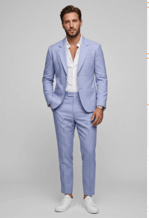 Miesten slim fit -kaksiosainen puku - lovikauluksinen bleiseri ja räätälöidyt housut häihin, töihin ja juhlatilaisuuksiin