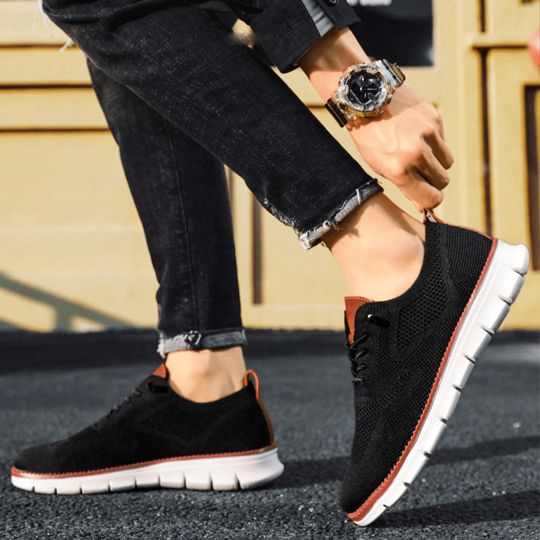 Atmungsaktive Strick-Schnürschuhe für Herren – bequeme Freizeitschuhe mit dämpfender Wirkung und flexiblen Sohlen für den Alltag