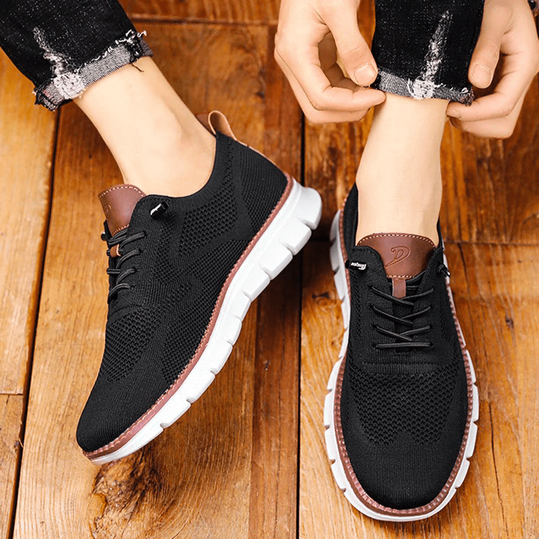 Atmungsaktive Strick-Schnürschuhe für Herren – bequeme Freizeitschuhe mit dämpfender Wirkung und flexiblen Sohlen für den Alltag