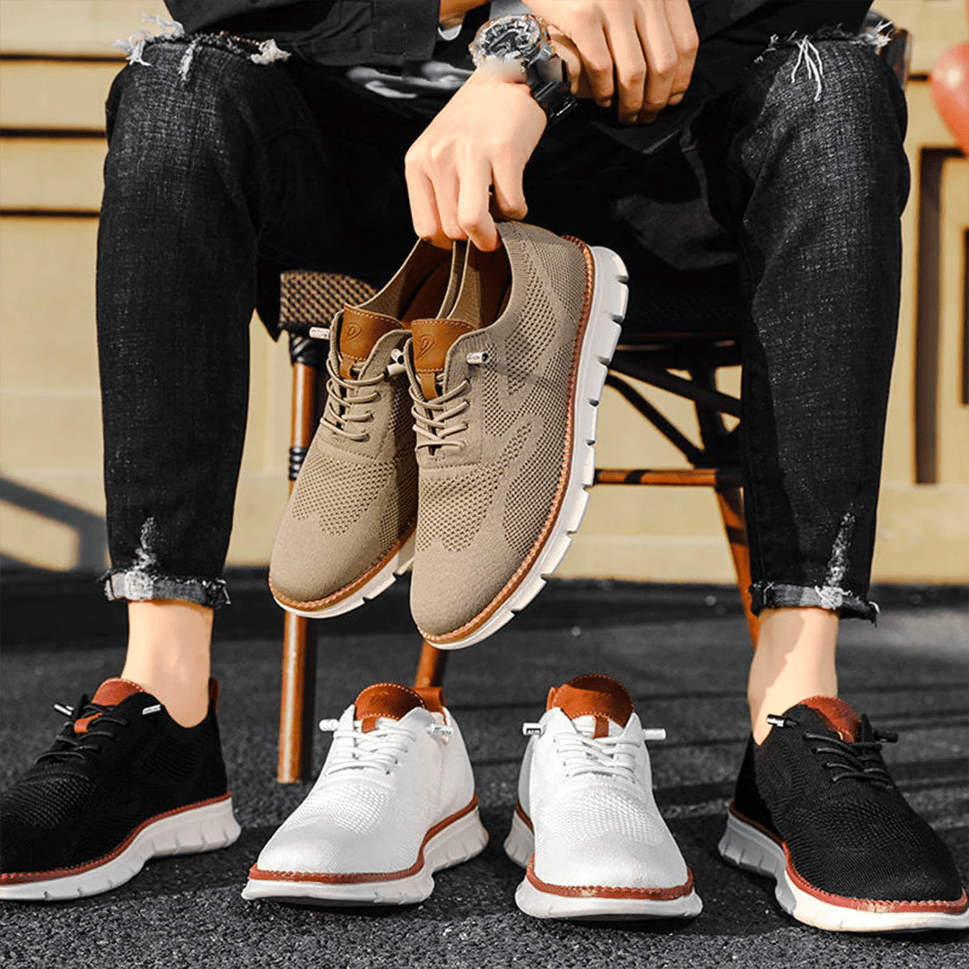 Atmungsaktive Strick-Schnürschuhe für Herren – bequeme Freizeitschuhe mit dämpfender Wirkung und flexiblen Sohlen für den Alltag