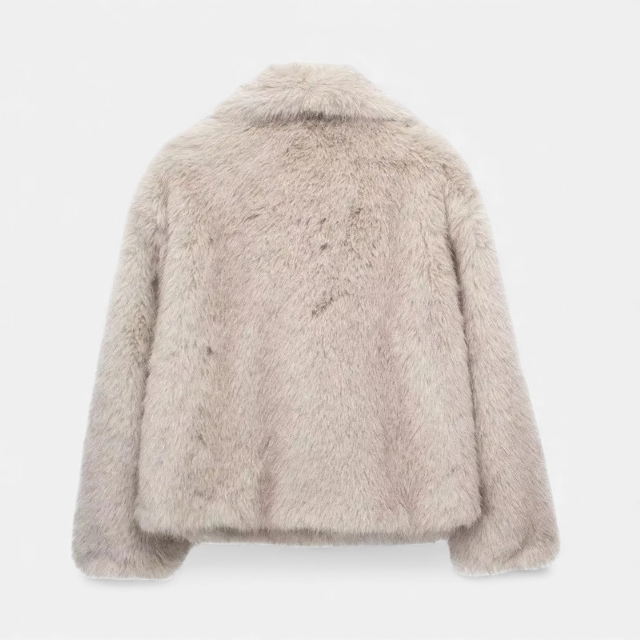 Valmonti | Women’s Faux-Fur Lapel Jacket – Short Cozy Fur Coat