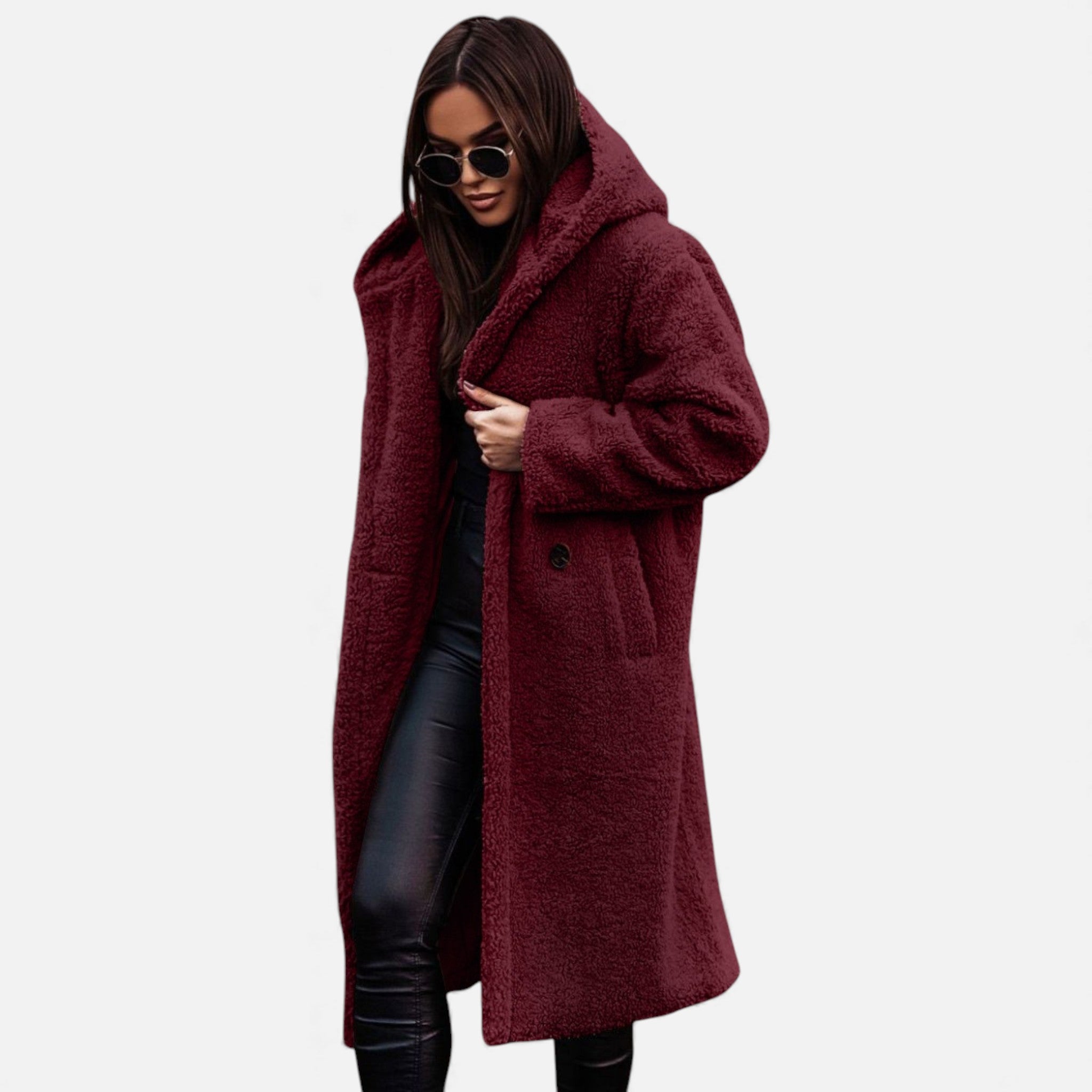 Valmonti | Women’s Plush Faux‑Fleece Long Coat