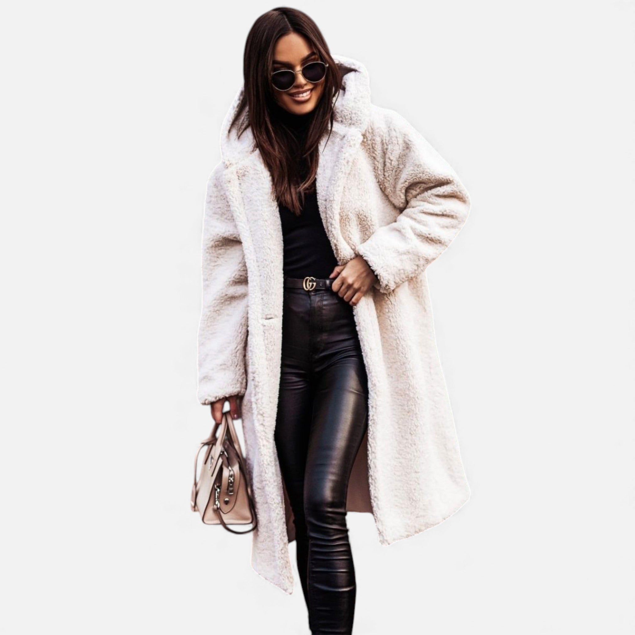 Valmonti | Women’s Plush Faux‑Fleece Long Coat