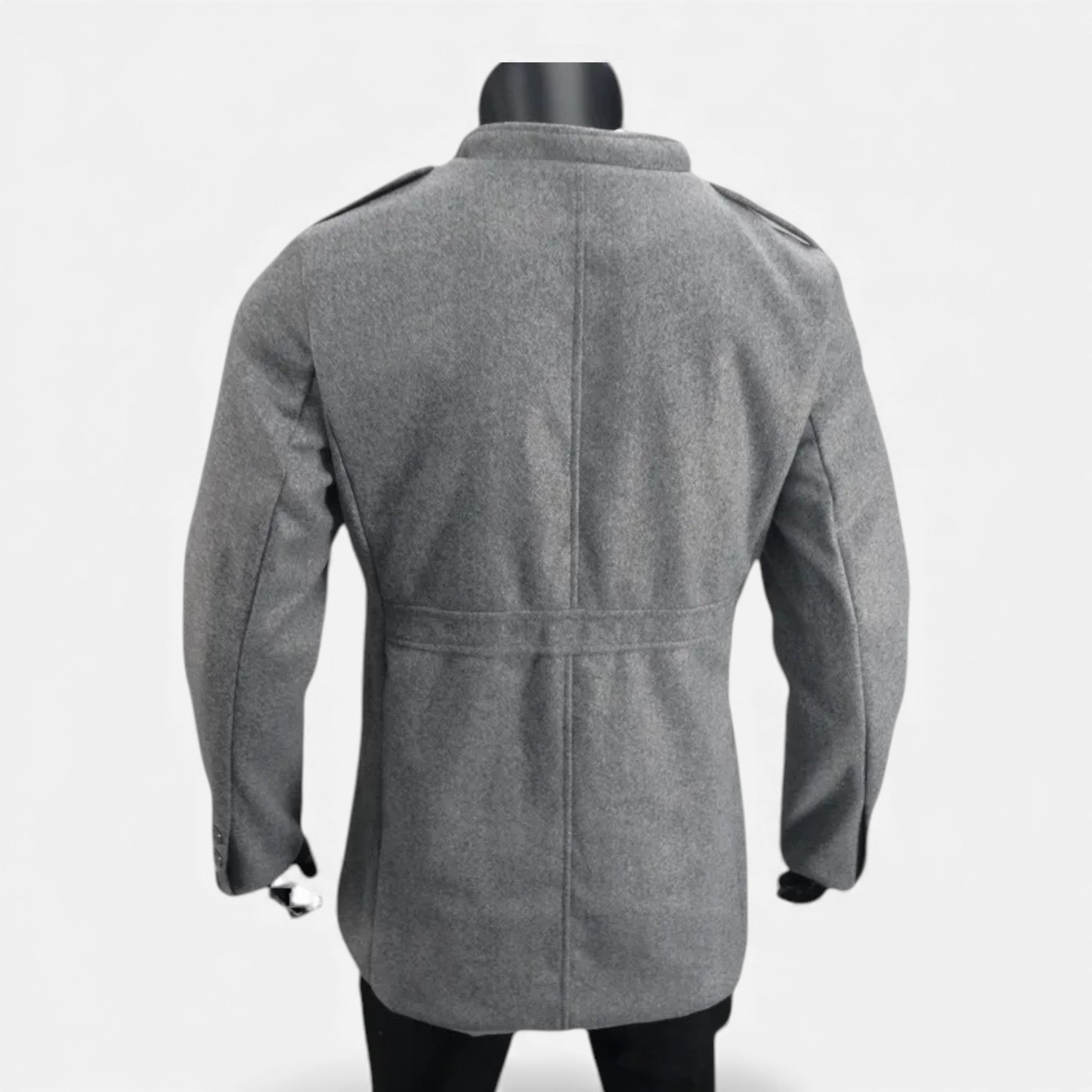 Valmonti | Men’s Wool Mid-Length Jacket – Wool Zipper Overcoat