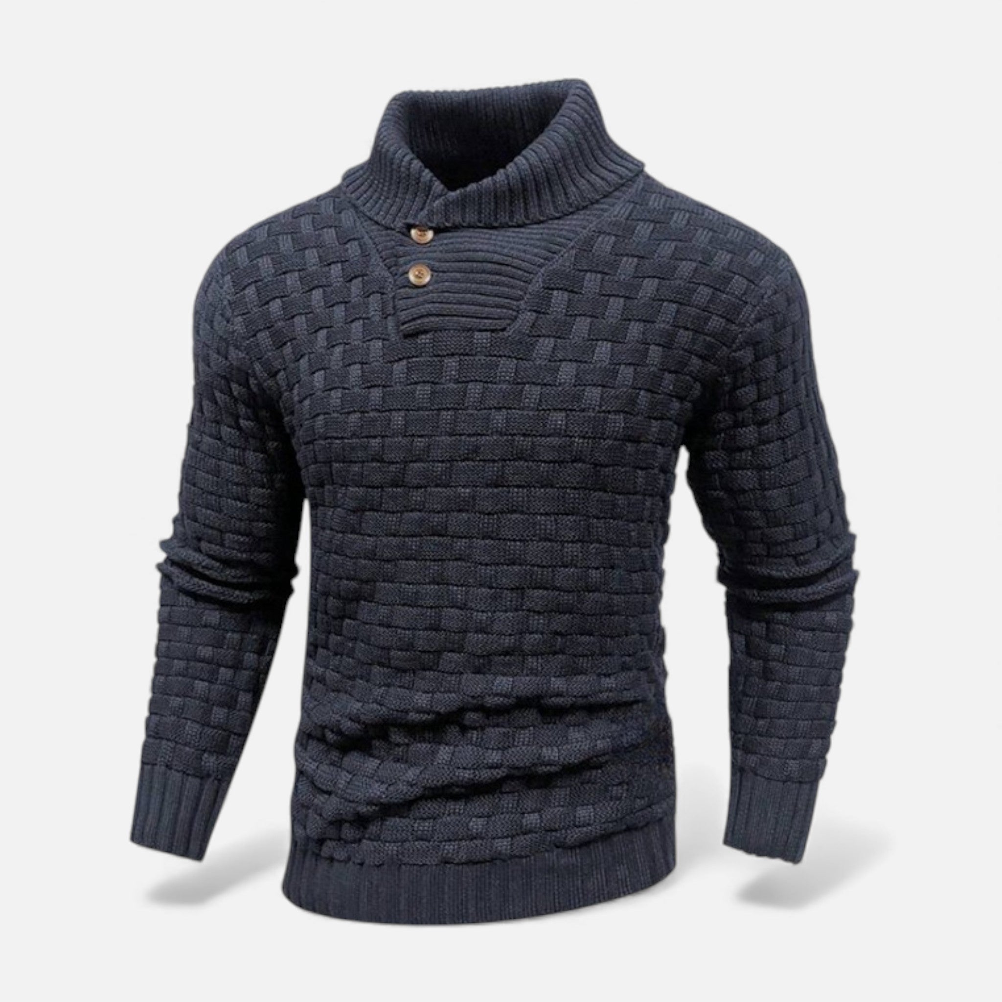 Valmonti | Men’s Turtleneck Button Sweater – Slim Knit Sweater