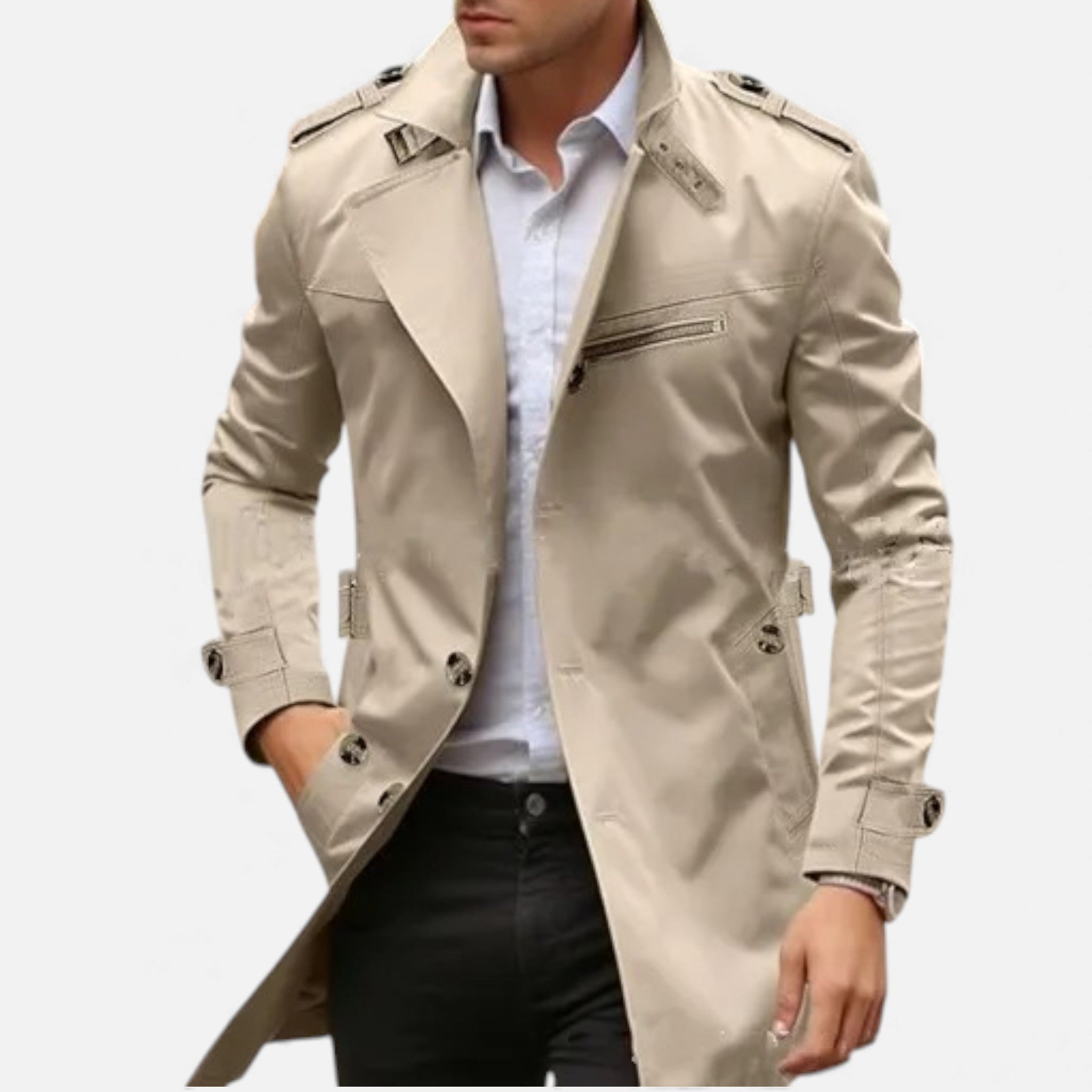 Valmonti | Men’s Lapel Casual Coat – Classic Mid-Length Jacket