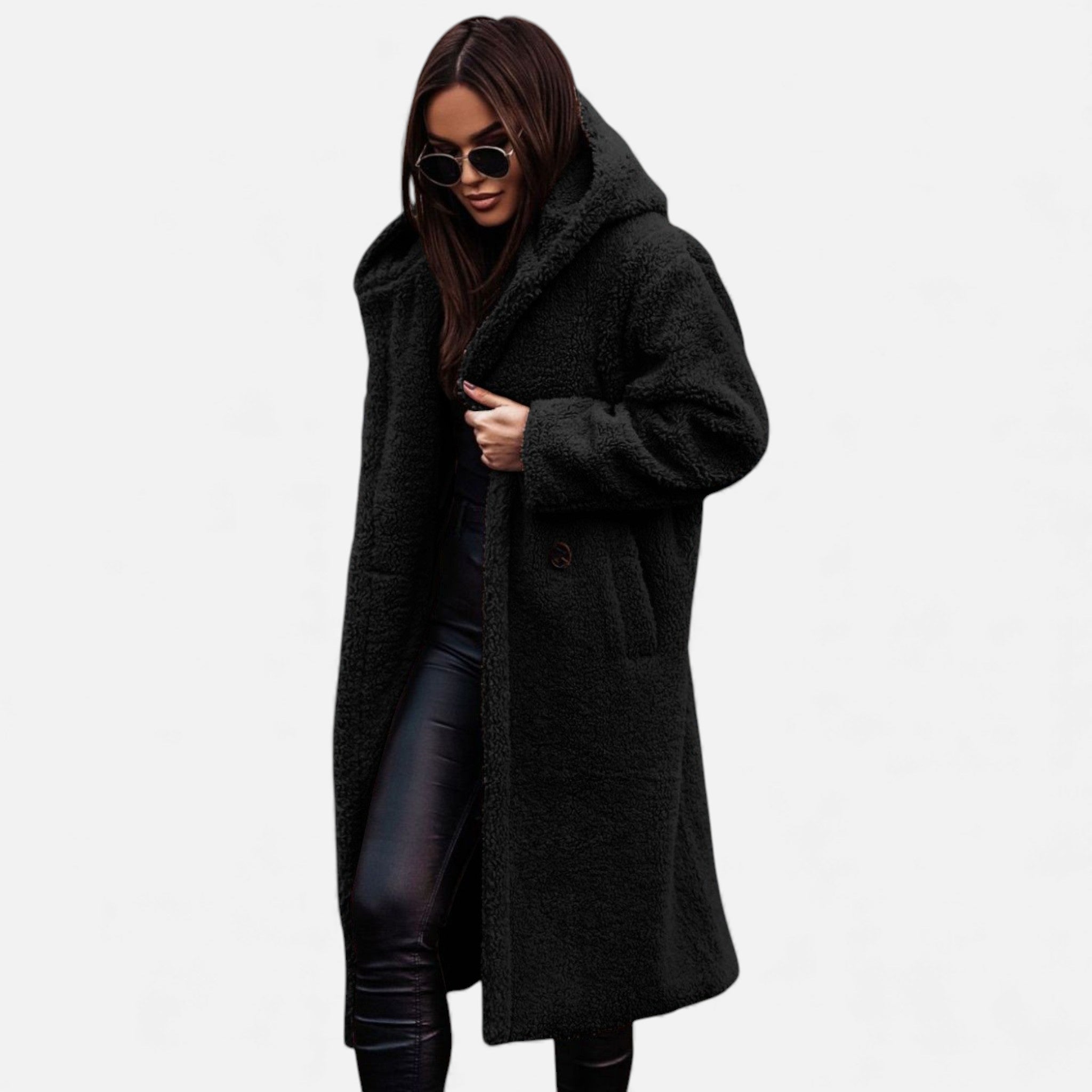 Valmonti | Women’s Plush Faux‑Fleece Long Coat