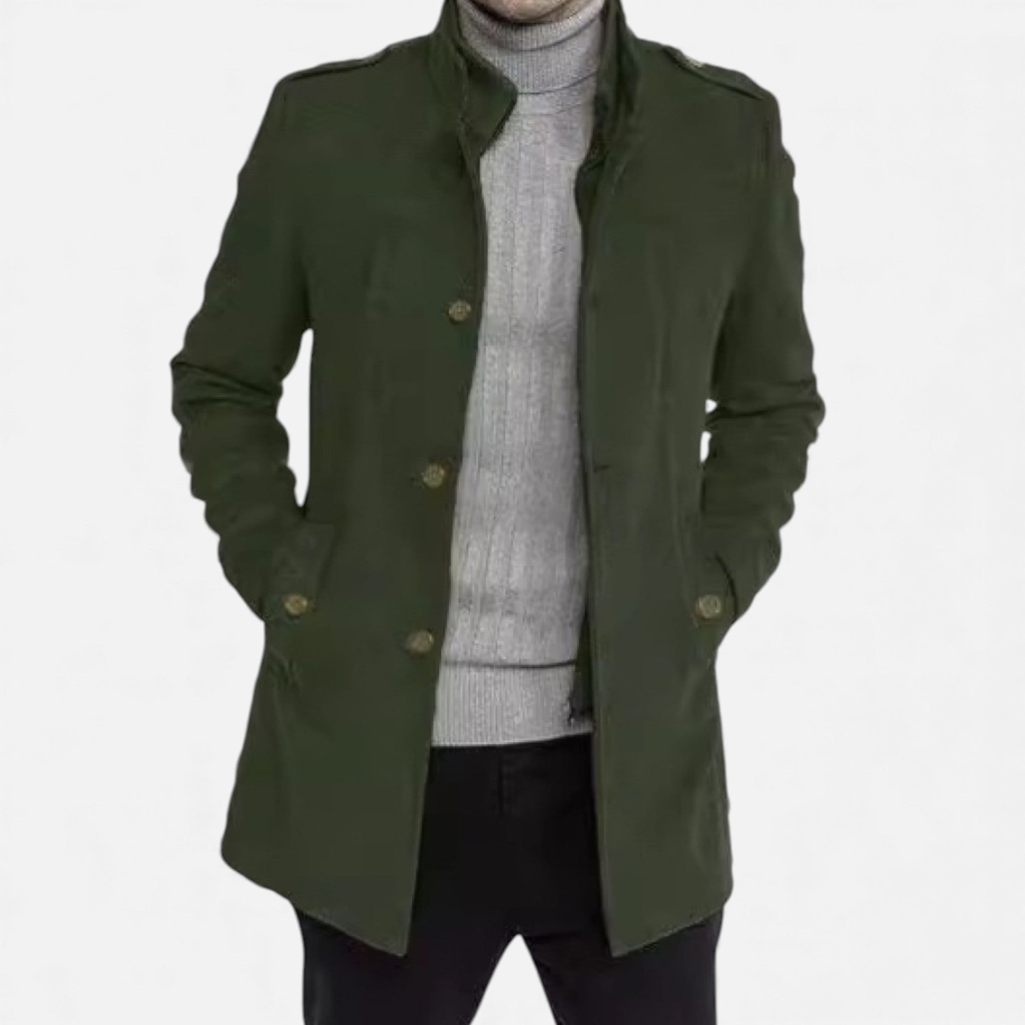 Valmonti | Men’s Wool Mid-Length Jacket – Wool Zipper Overcoat