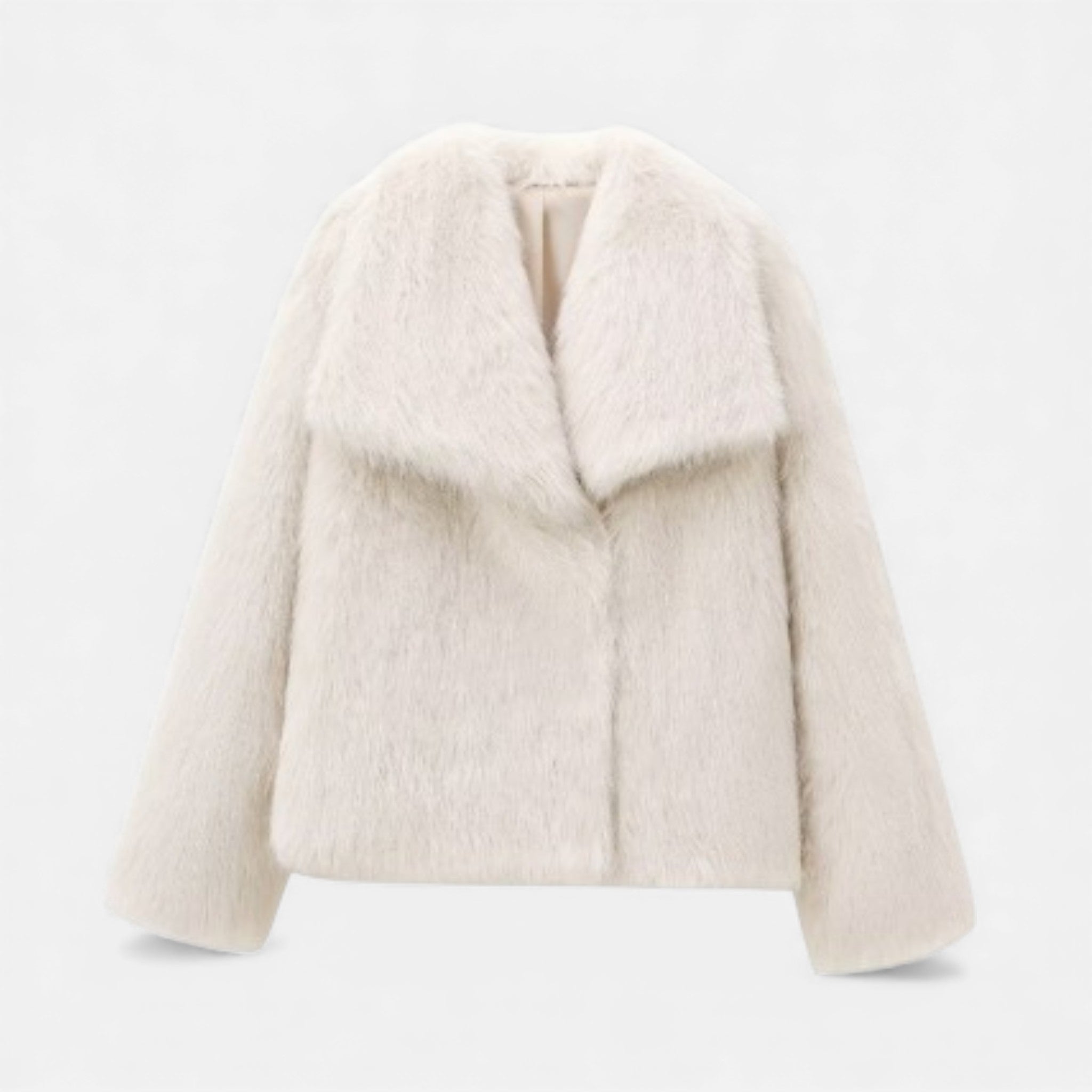 Valmonti | Women’s Faux-Fur Lapel Jacket – Short Cozy Fur Coat
