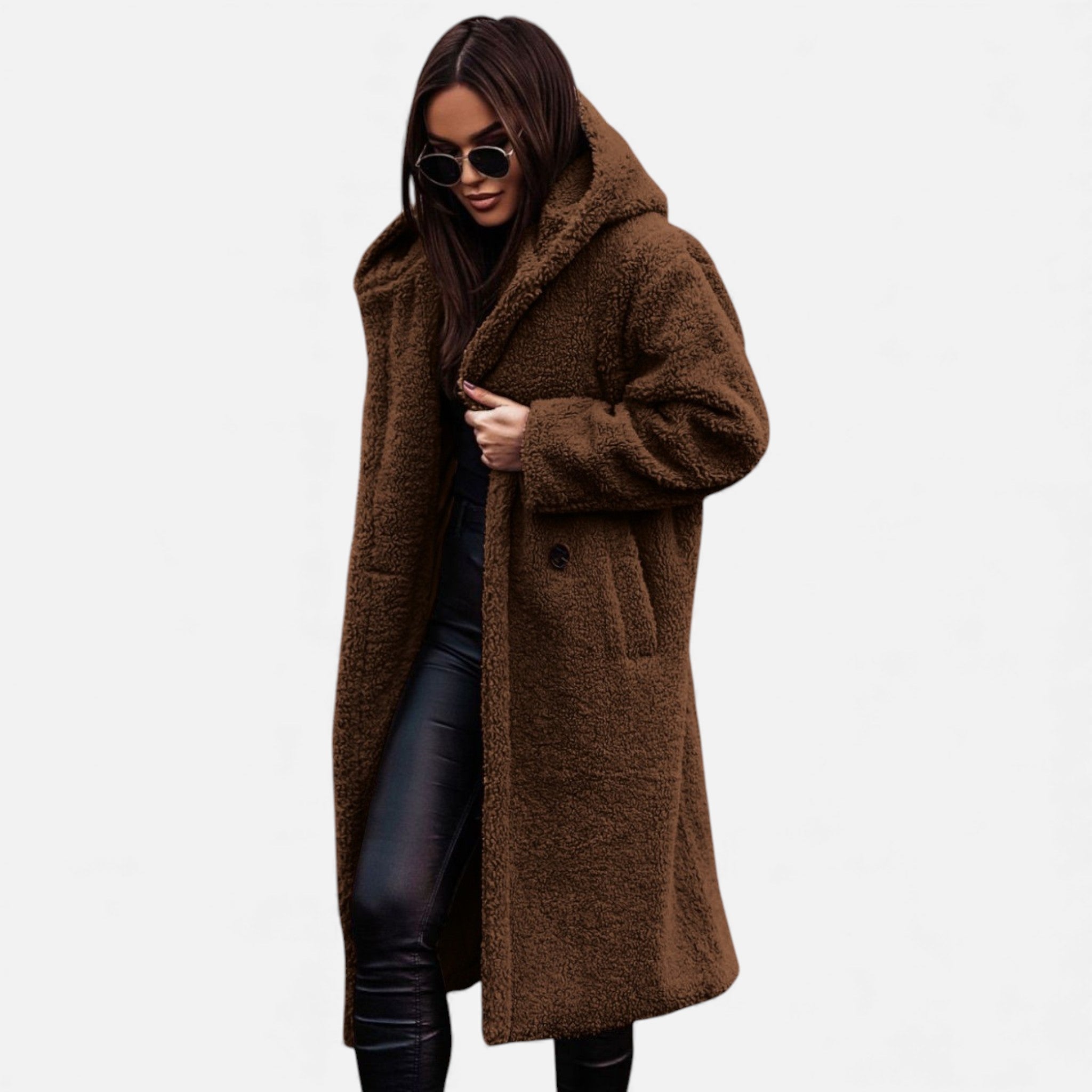 Valmonti | Women’s Plush Faux‑Fleece Long Coat