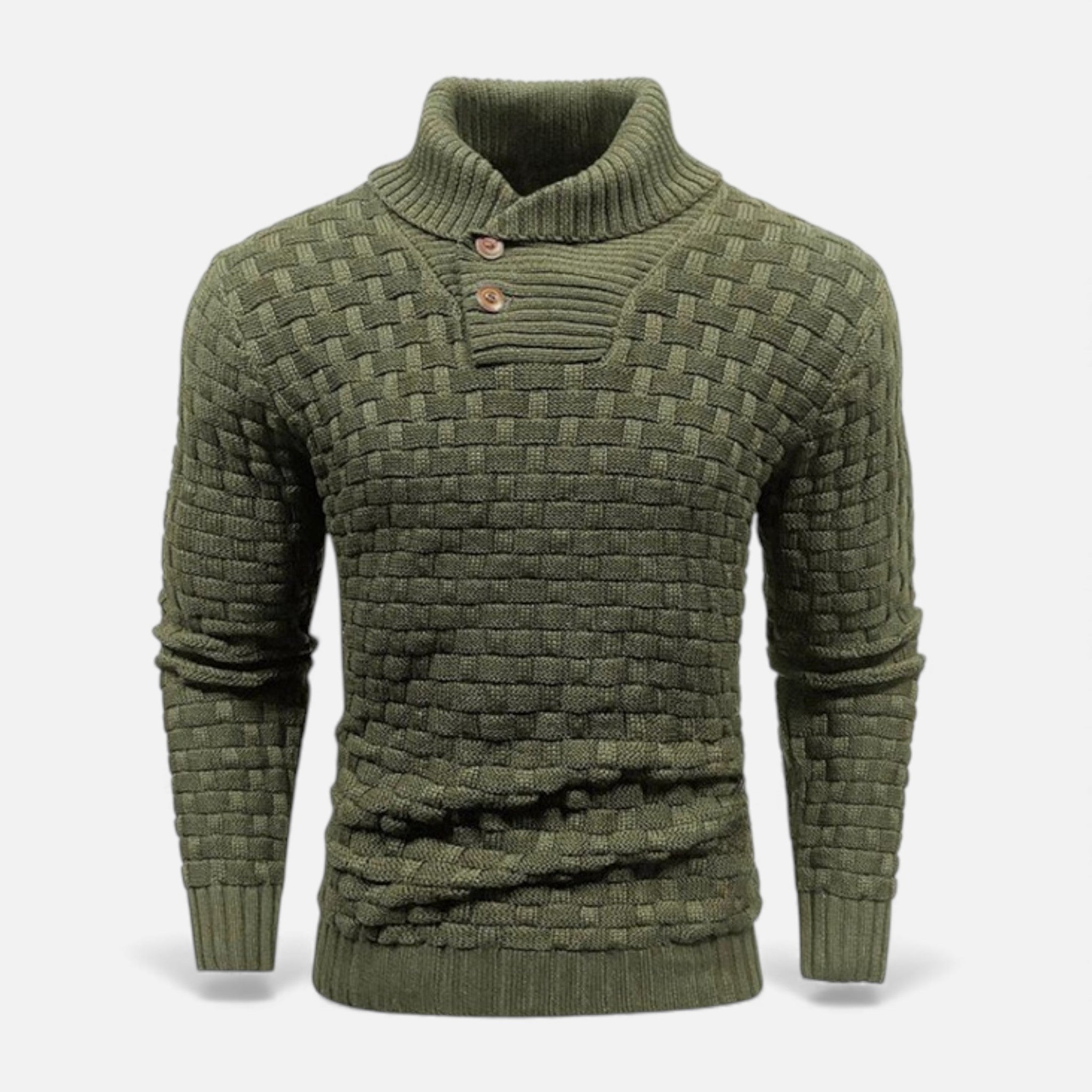 Valmonti | Men’s Turtleneck Button Sweater – Slim Knit Sweater