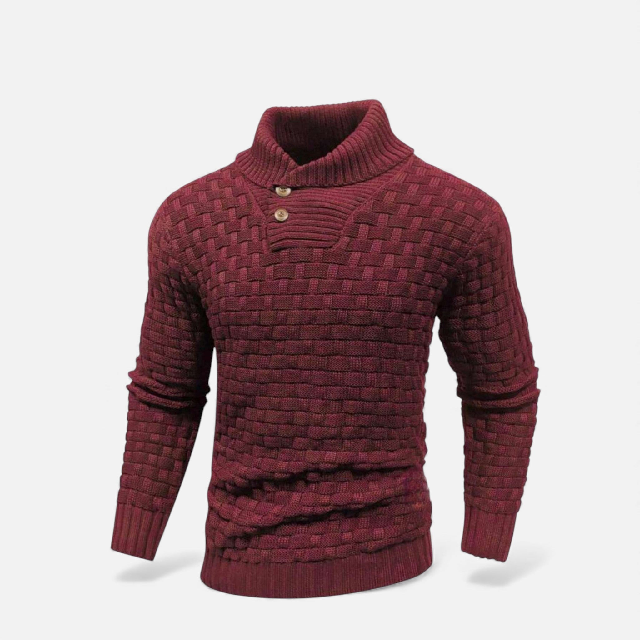 Valmonti | Men’s Turtleneck Button Sweater – Slim Knit Sweater