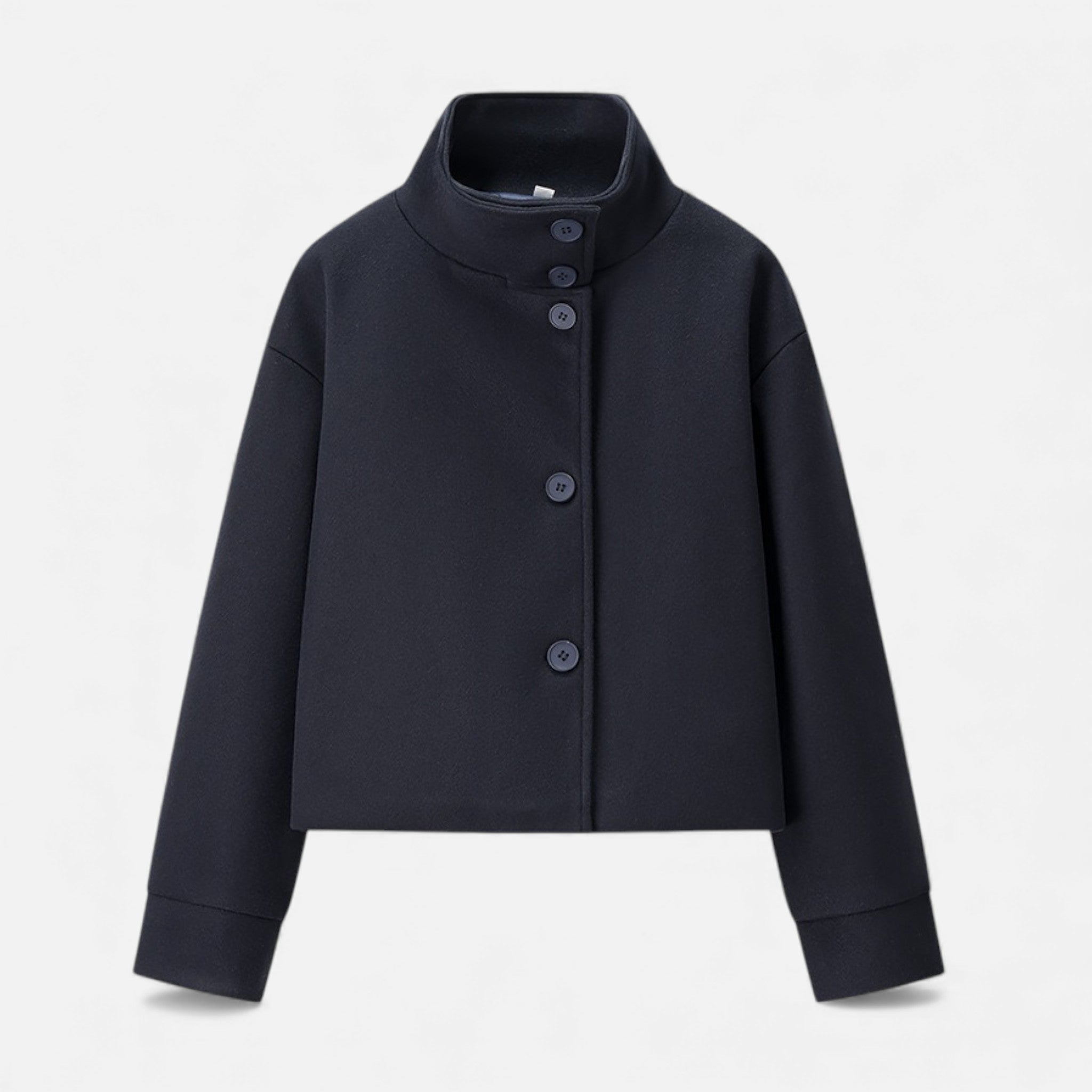 Valmonti | Women’s Wool Breasted Coat – Classic Stand-Collar Coat
