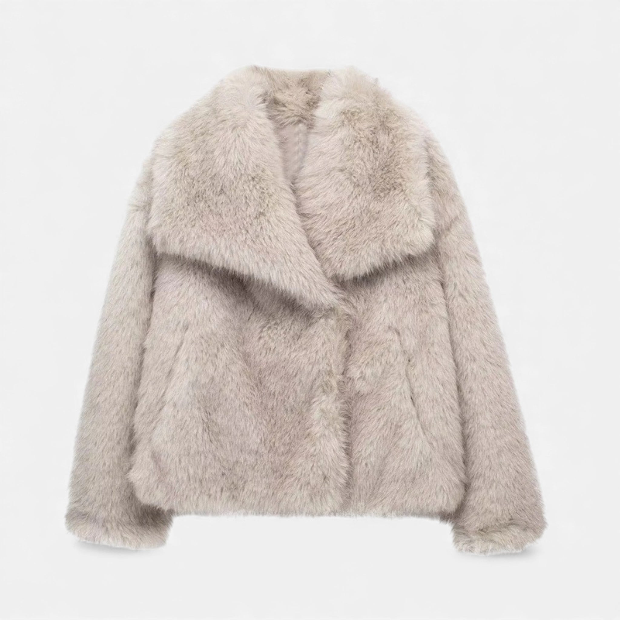 Valmonti | Women’s Faux-Fur Lapel Jacket – Short Cozy Fur Coat