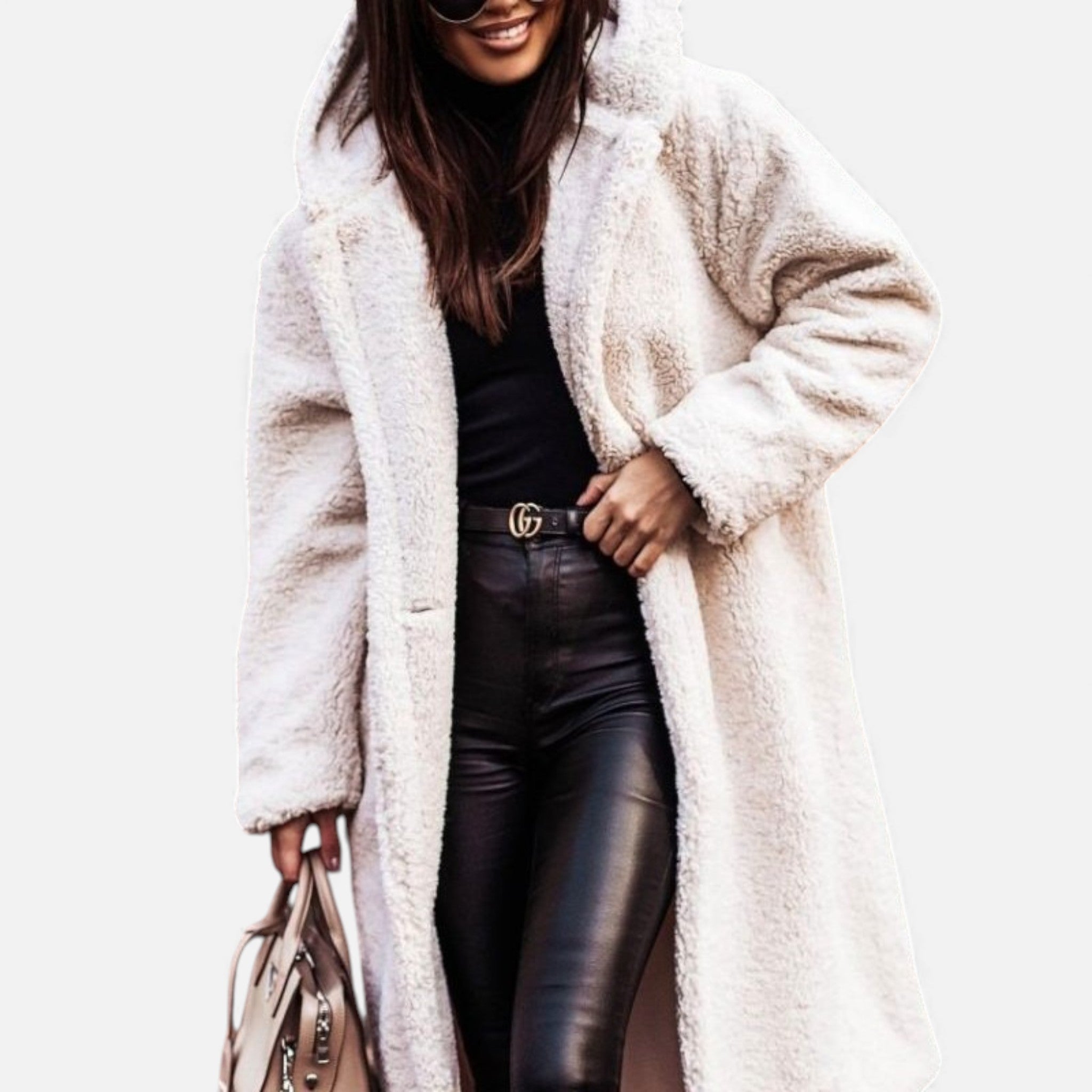 Valmonti | Women’s Plush Faux‑Fleece Long Coat