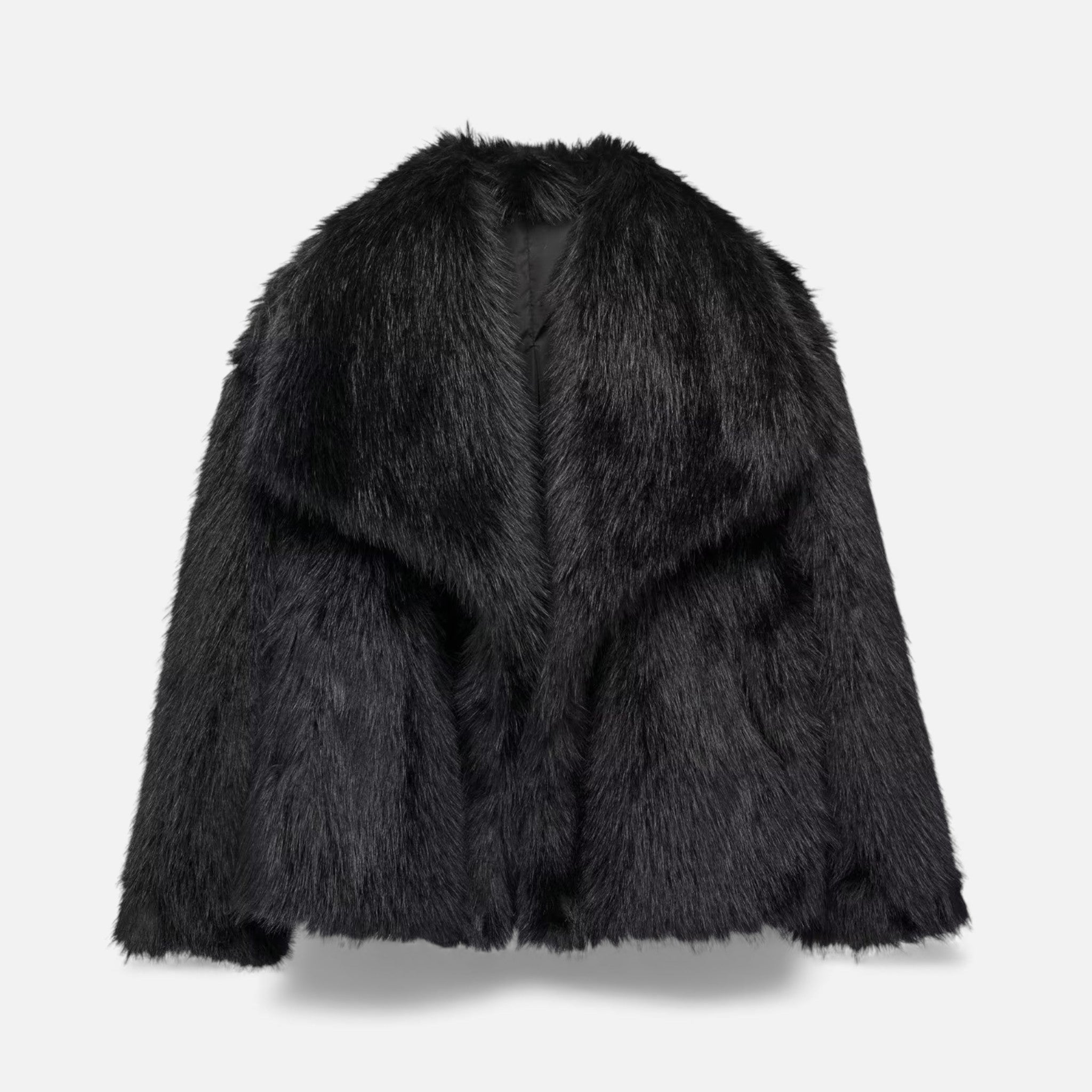 Valmonti | Women’s Faux-Fur Lapel Jacket – Short Cozy Fur Coat