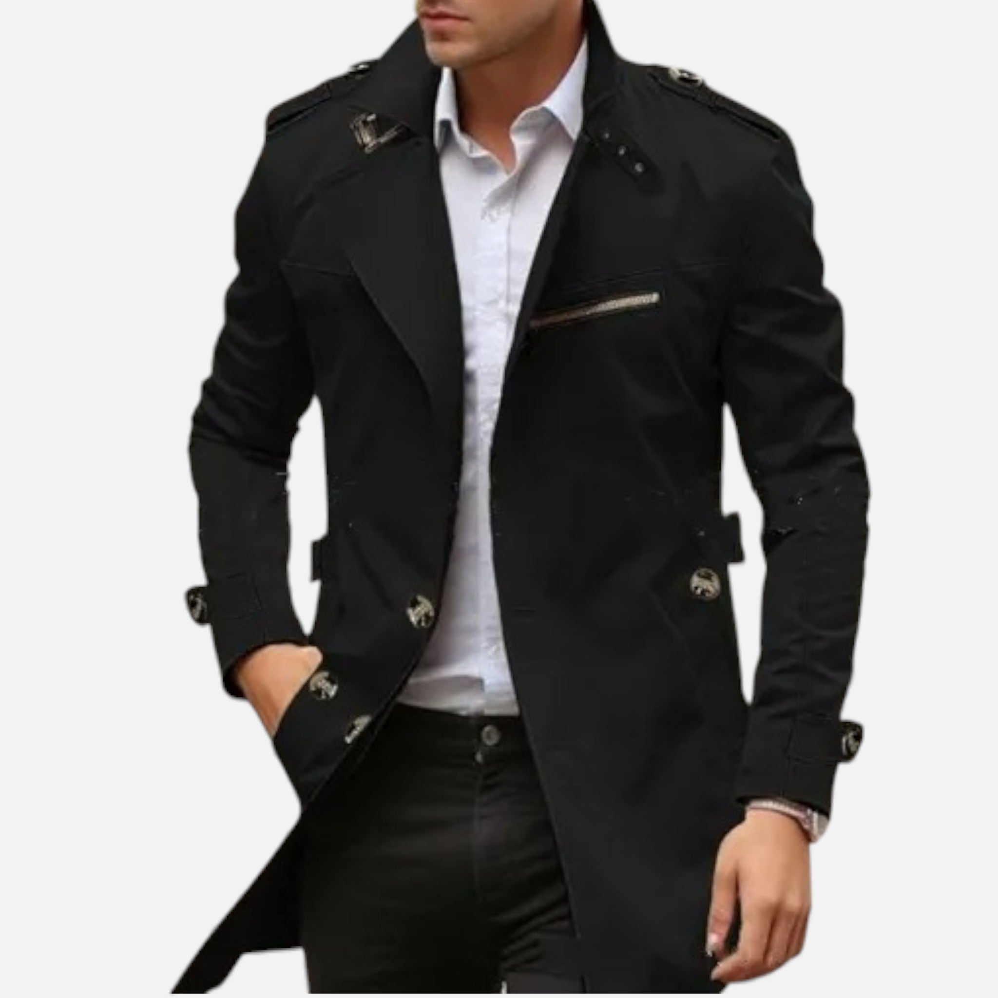 Valmonti | Men’s Lapel Casual Coat – Classic Mid-Length Jacket