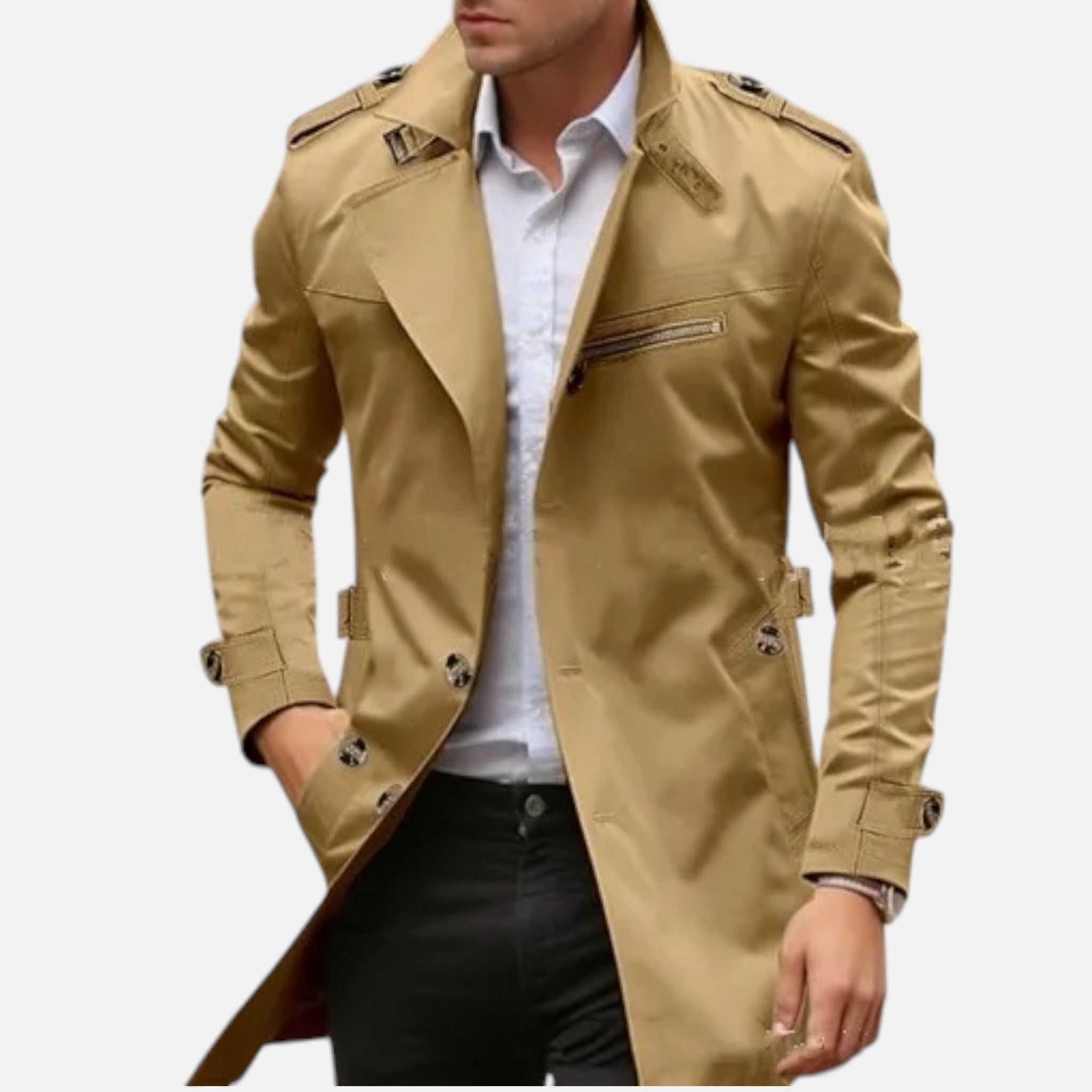 Valmonti | Men’s Lapel Casual Coat – Classic Mid-Length Jacket