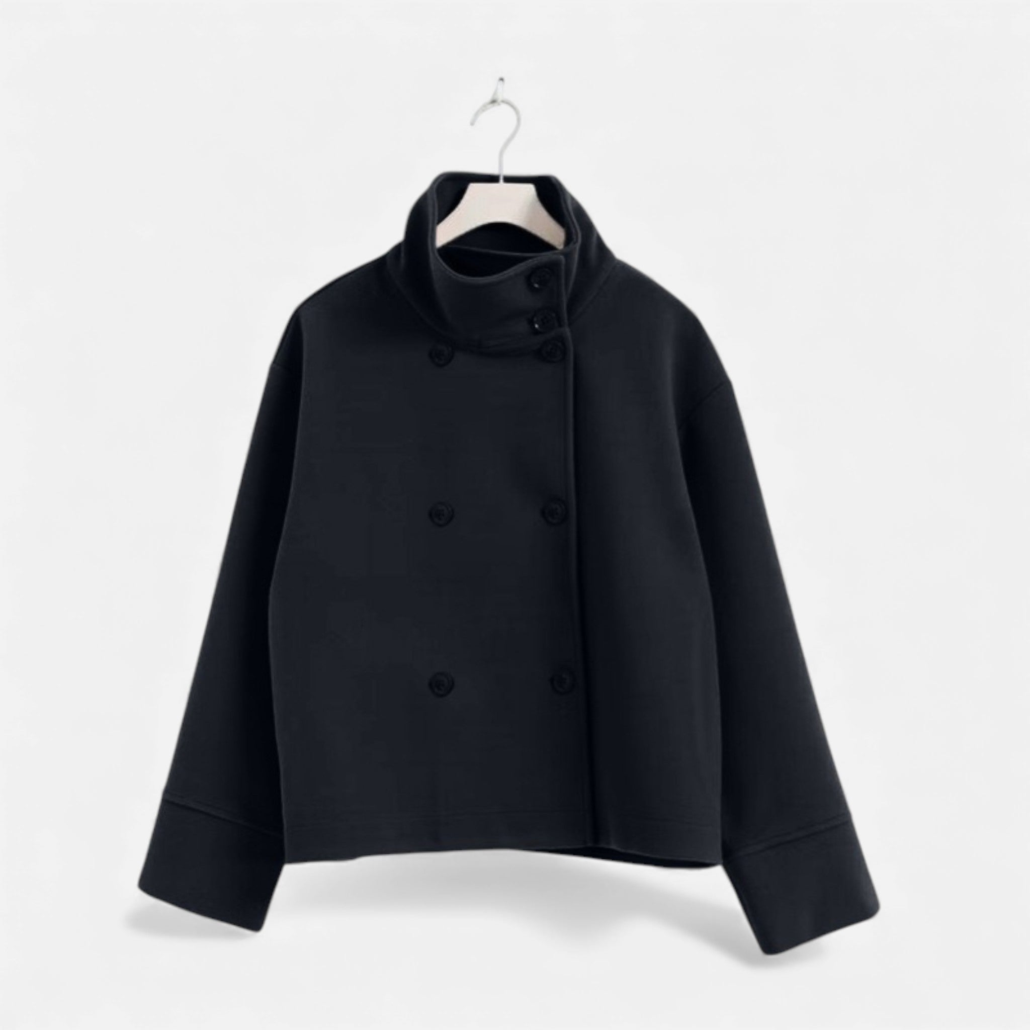 Valmonti | Women’s Wool Breasted Coat – Classic Stand-Collar Coat