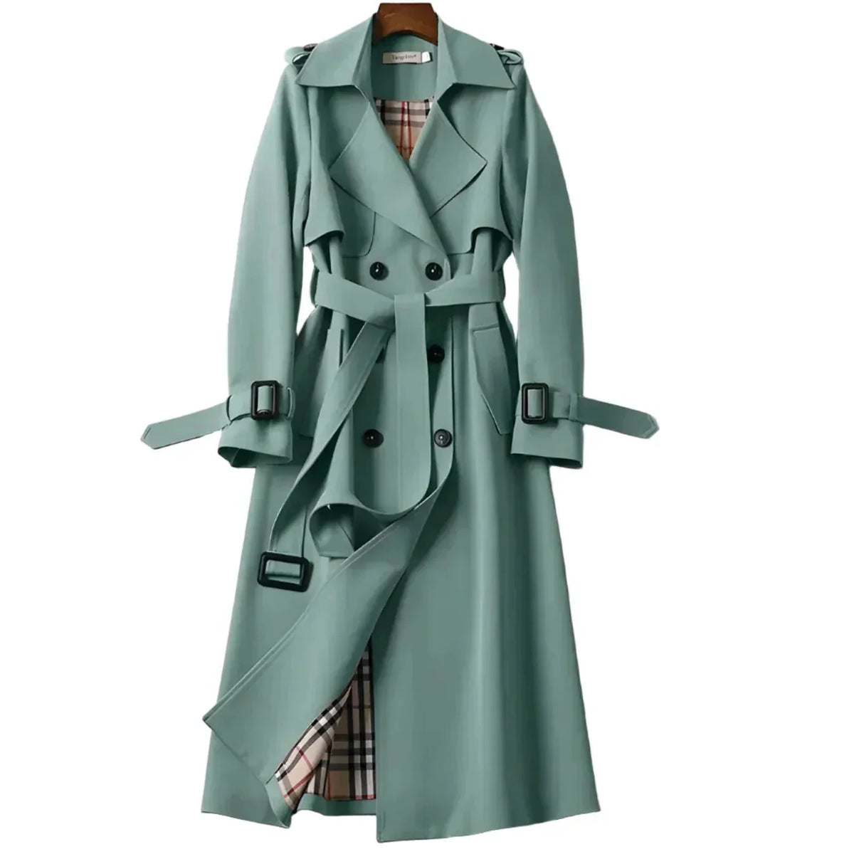 Női kétsoros gabardin trench coat derékövvel – elegáns, szabott felsőruházat őszre és irodai viselethez