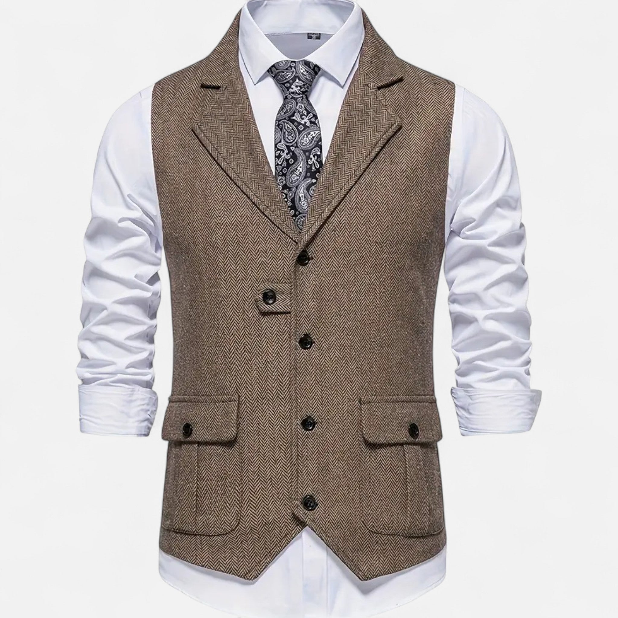 Valmonti | Men’s Herringbone Lapel Vest