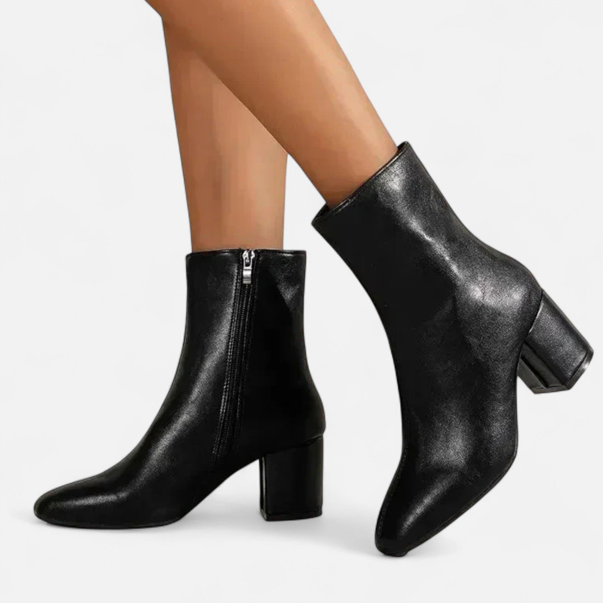 Valmonti | Women’s Leather Ankle Boots with Block Heel