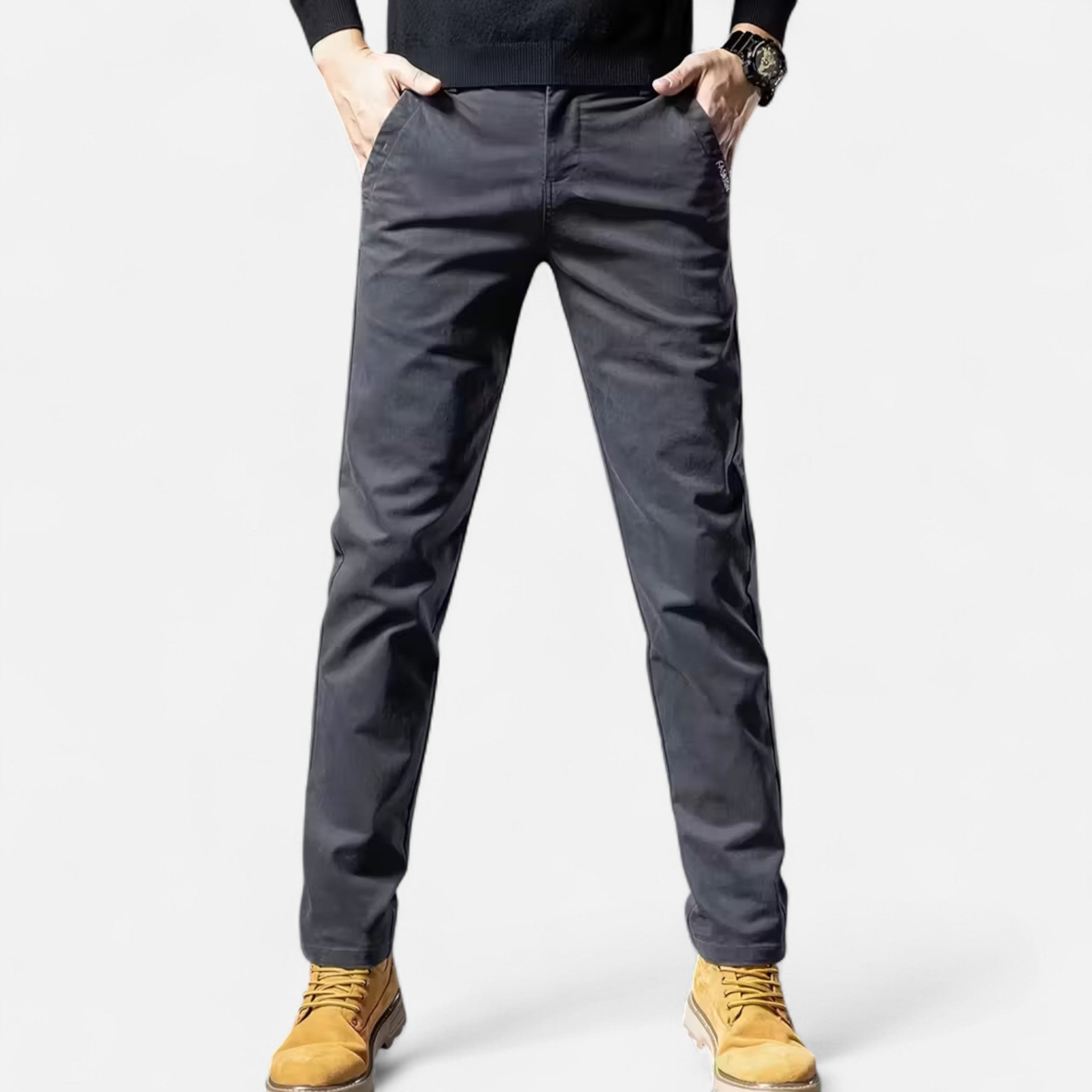 Valmonti | Men’s Trousers – Cotton Straight-Leg Tailored Elegance