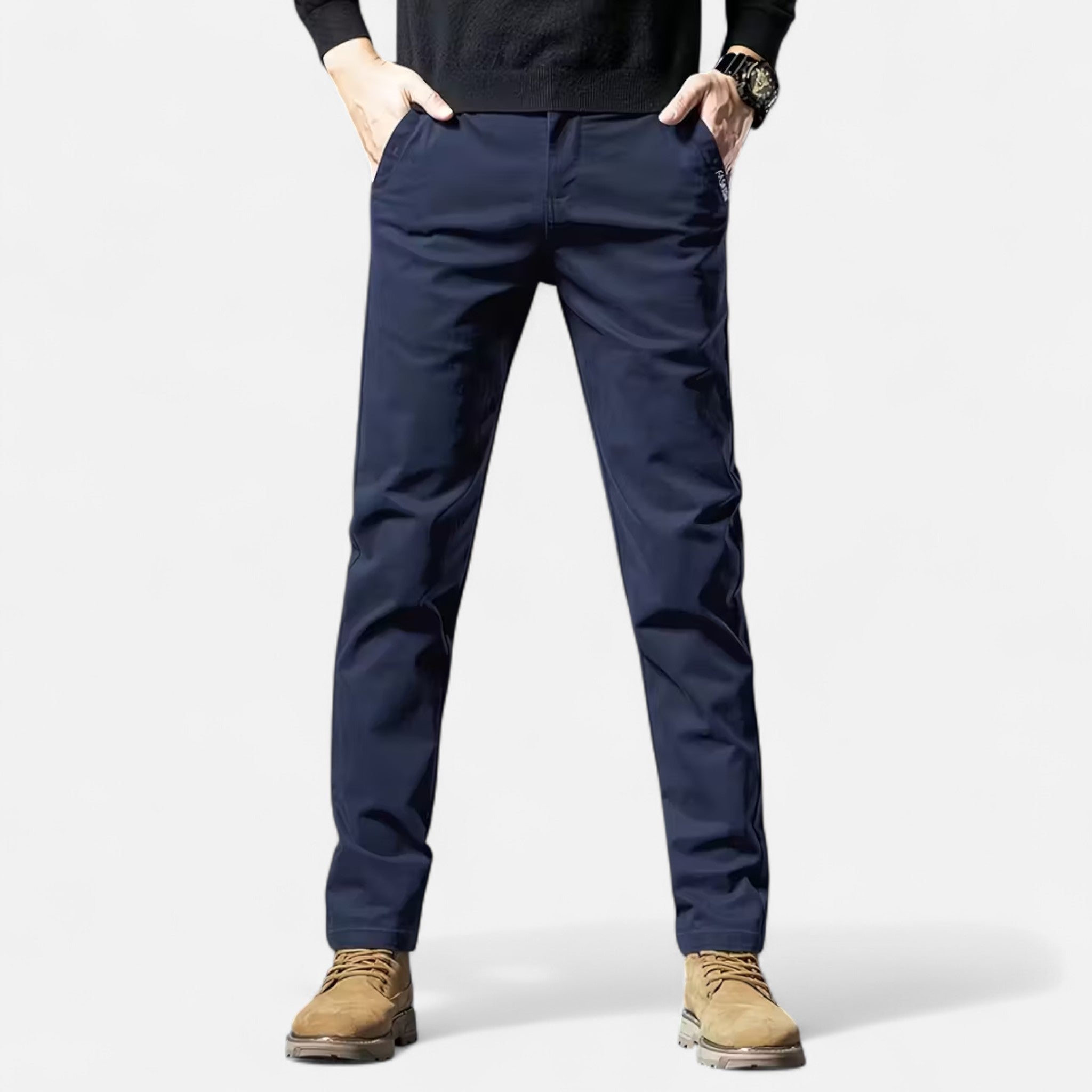 Valmonti | Men’s Trousers – Cotton Straight-Leg Tailored Elegance