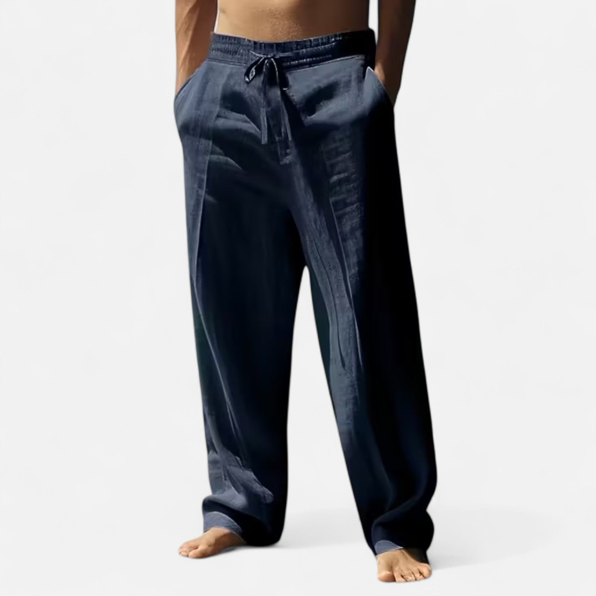 Valmonti | Men’s Linen Trousers – Beige Relaxed-Fit Elegance