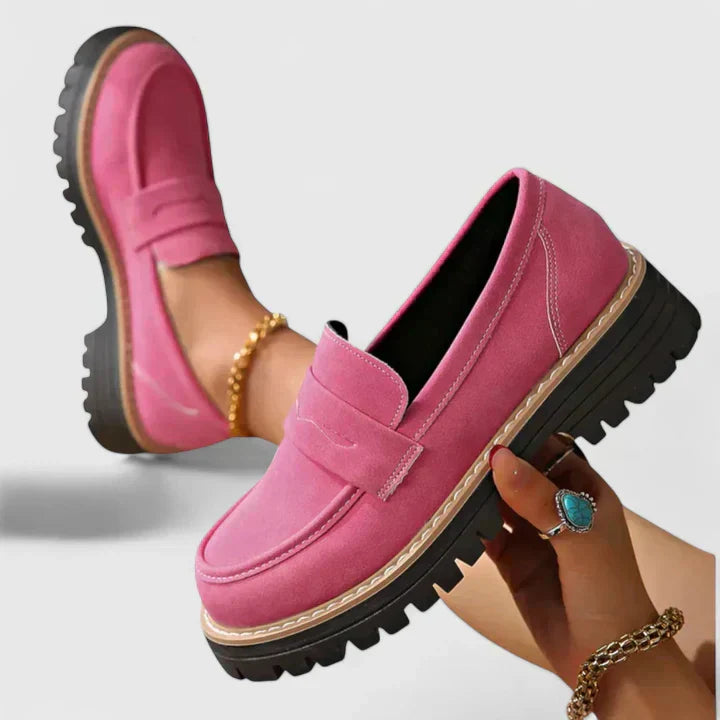 Mocasines gruesos de plataforma para mujer con suela de tacos
