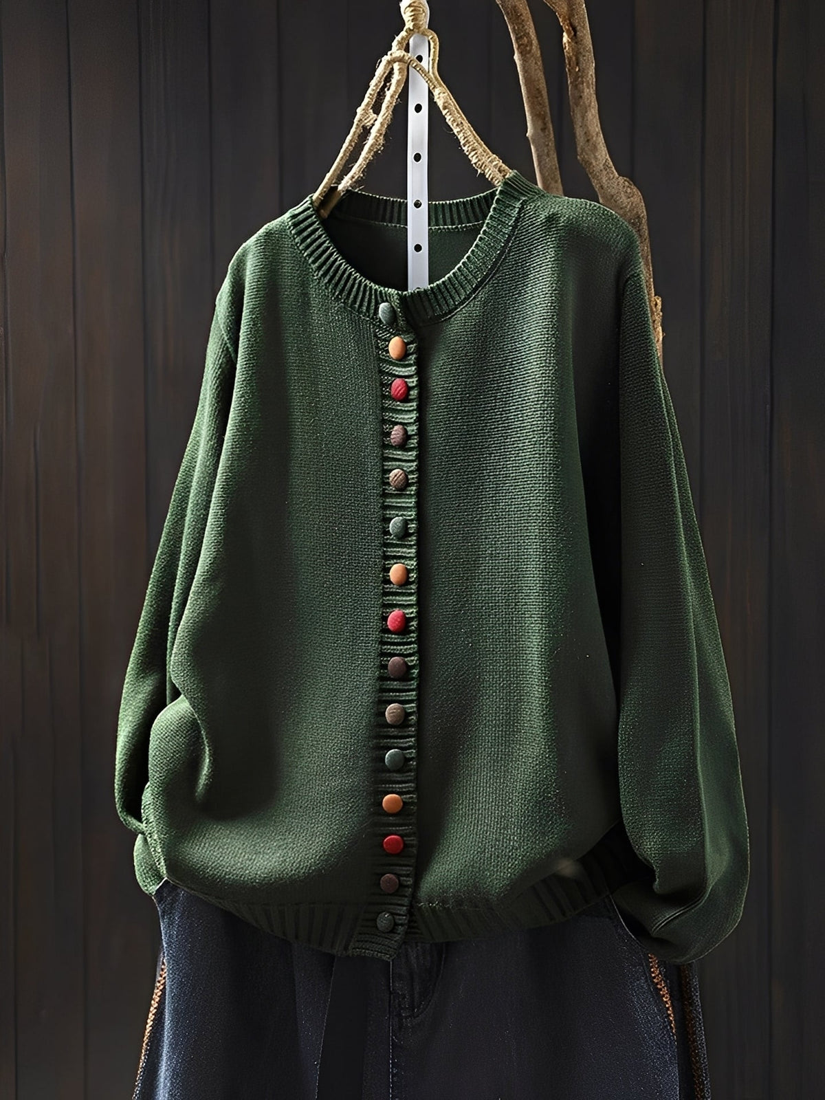 Lichtgewicht damesvest van fijn breisel met decoratieve knopen en ronde hals - elegante laag met lange mouwen voor lente en herfst