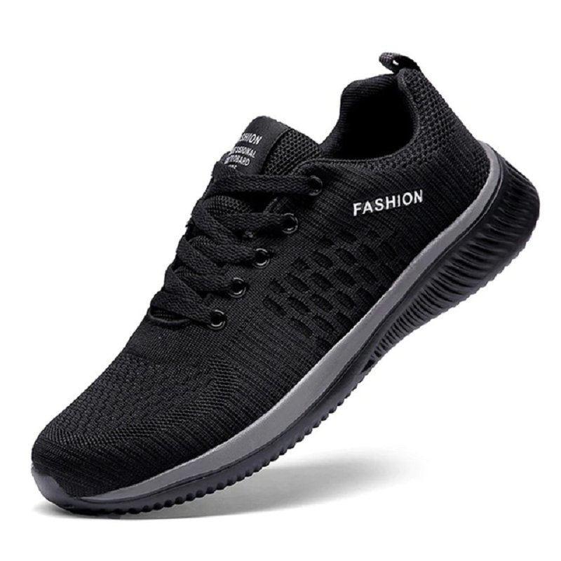 Unisex Lightweight Knit Sneakers – Breathable Lace-Up Sports Shoes with Flexible Cushioned Sole