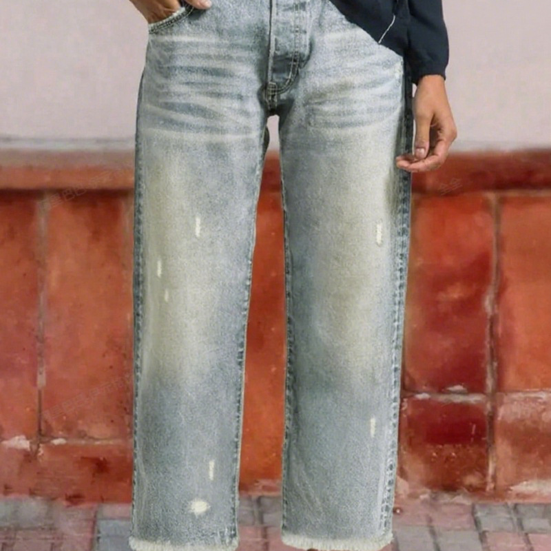Vaqueros de pierna recta cropped para mujer - pantalones retro de tiro alto y lavado claro, con bajo deshilachado para primavera, verano, viajes de fin de semana y uso diario informal